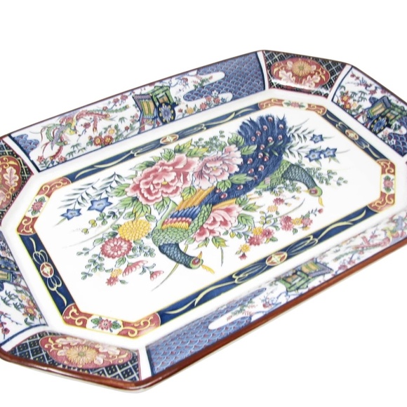 Vintage Oriental Trading CO. Rectangular Octagon Porcelain‎ Platter Serving Tray - Picture 4 of 12
